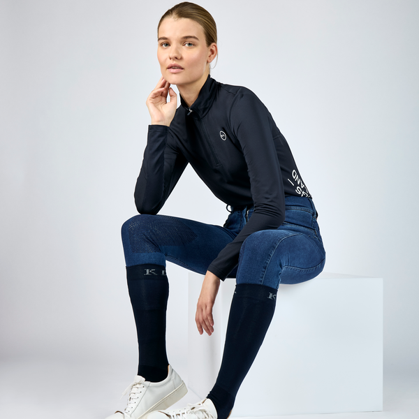 KLKayce, H-Shape, Denim-Reithose, Kniebesatz, Damen