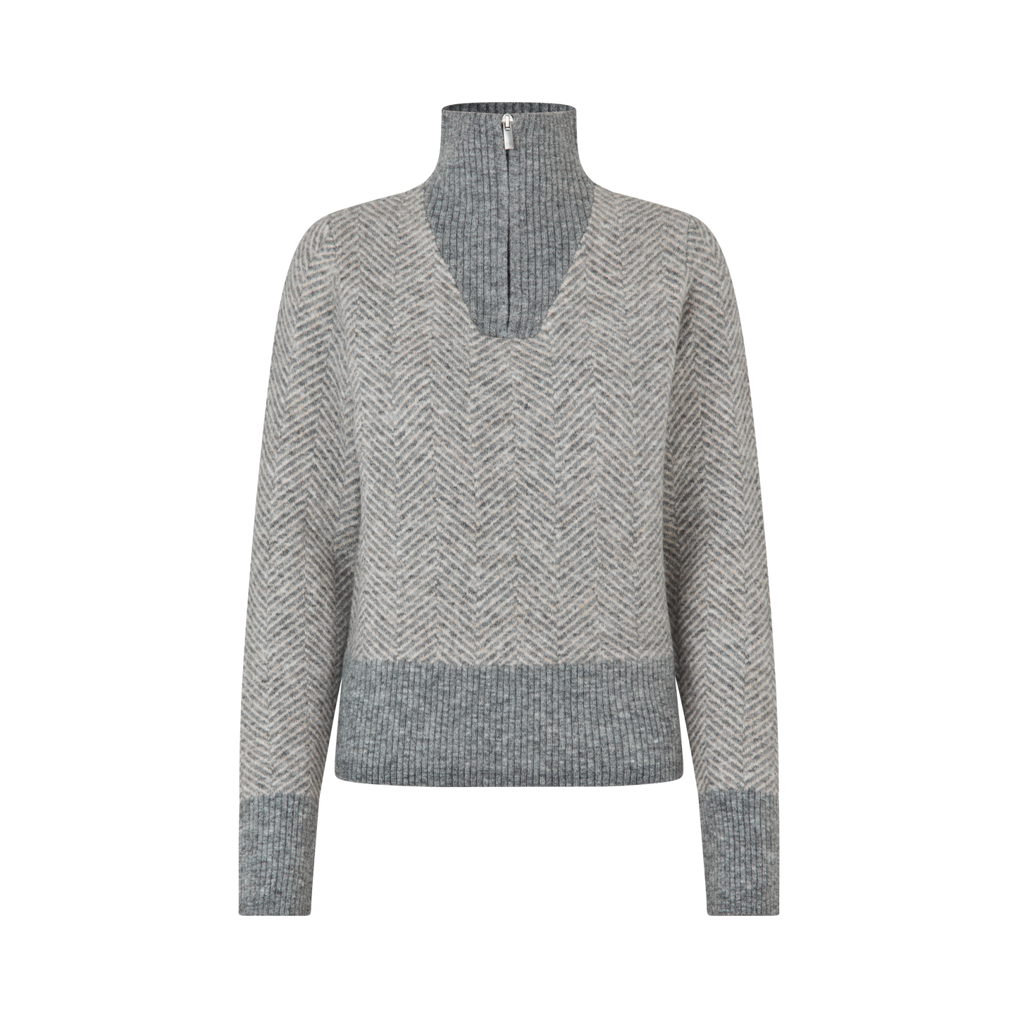 KLAudrey Strickpullover mit Reißverschlußkragen für Damen