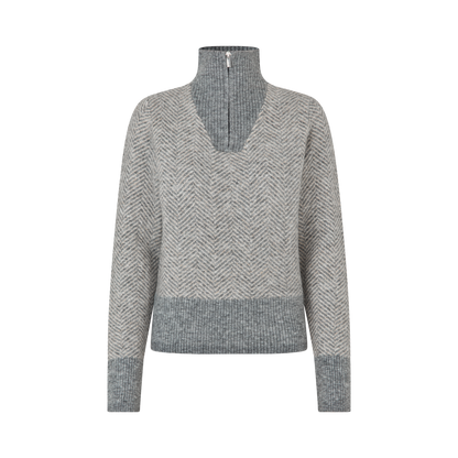 KLAudrey Strickpullover mit Reißverschlußkragen für Damen