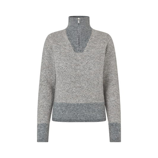 KLAudrey Strickpullover mit Reißverschlußkragen für Damen